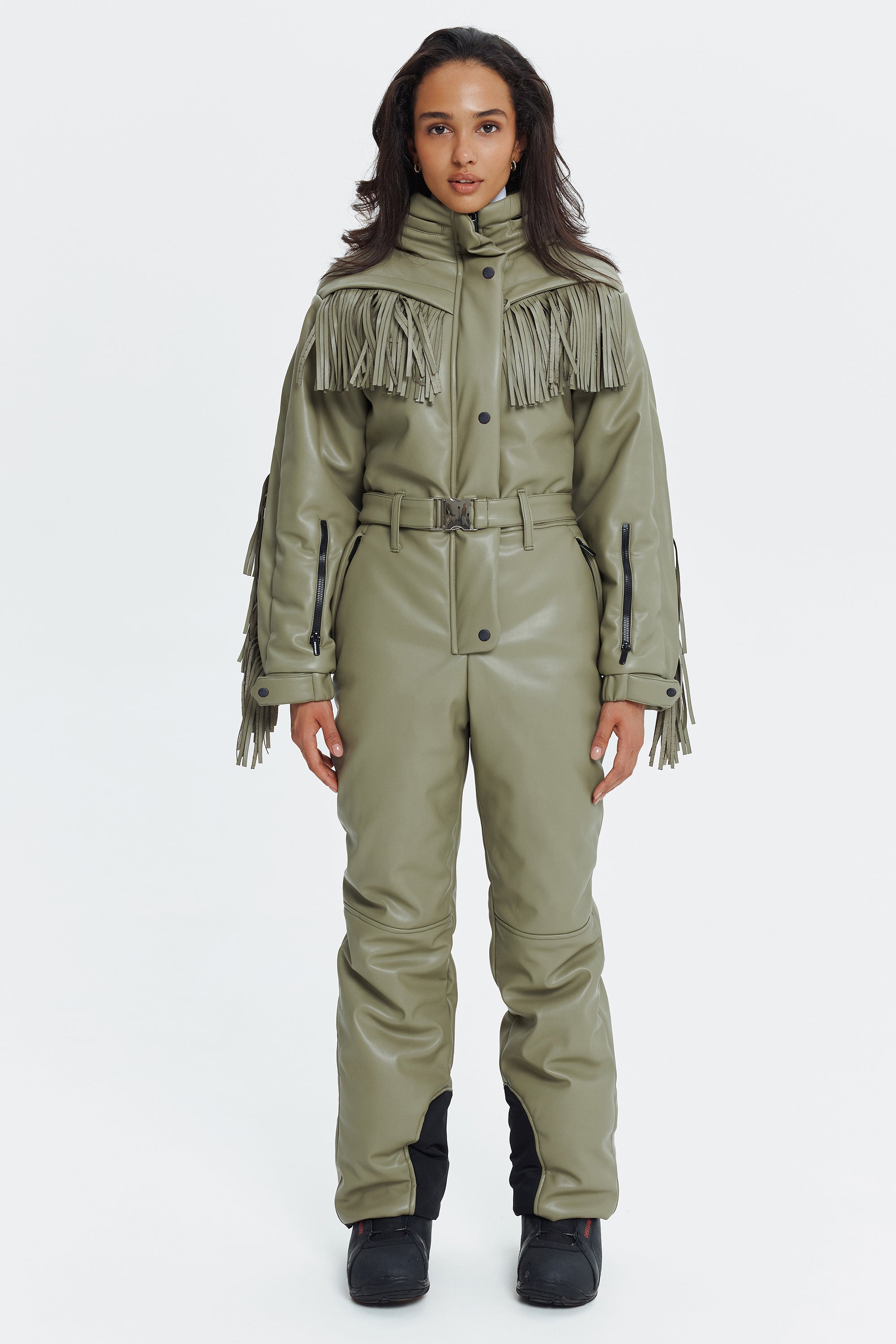 Зимовий комбінезон Говерла  - Оливковий еко-шкіра