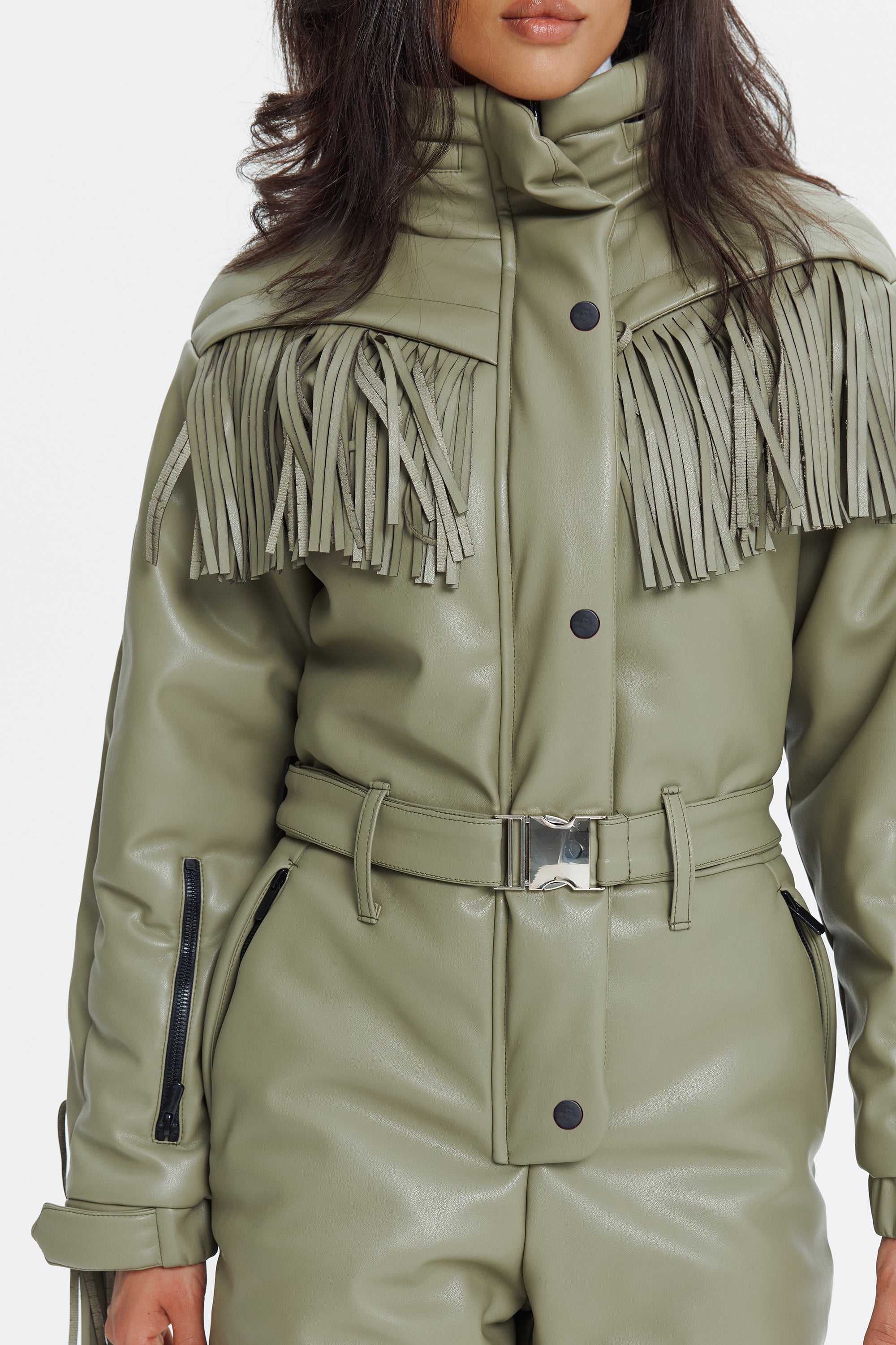 Зимовий комбінезон Говерла  - Оливковий еко-шкіра