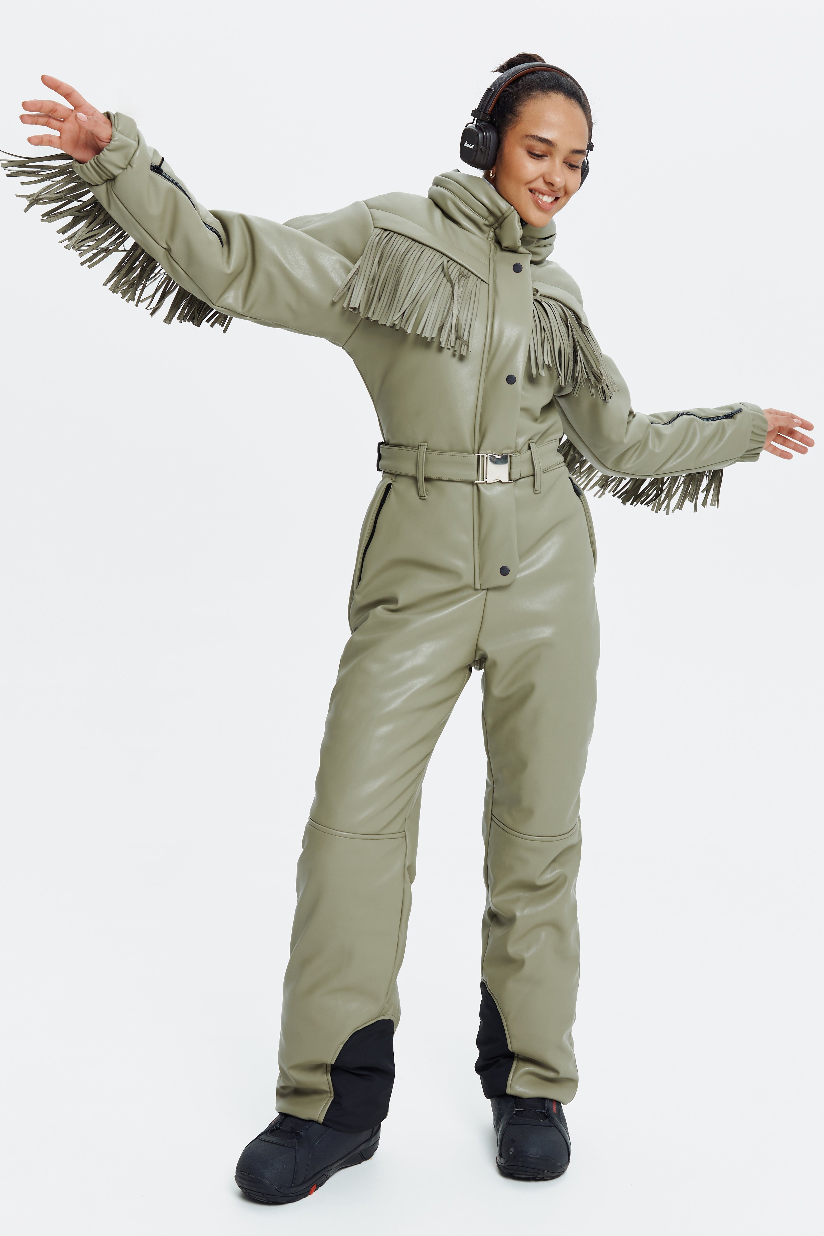 Зимовий комбінезон Говерла  - Оливковий еко-шкіра