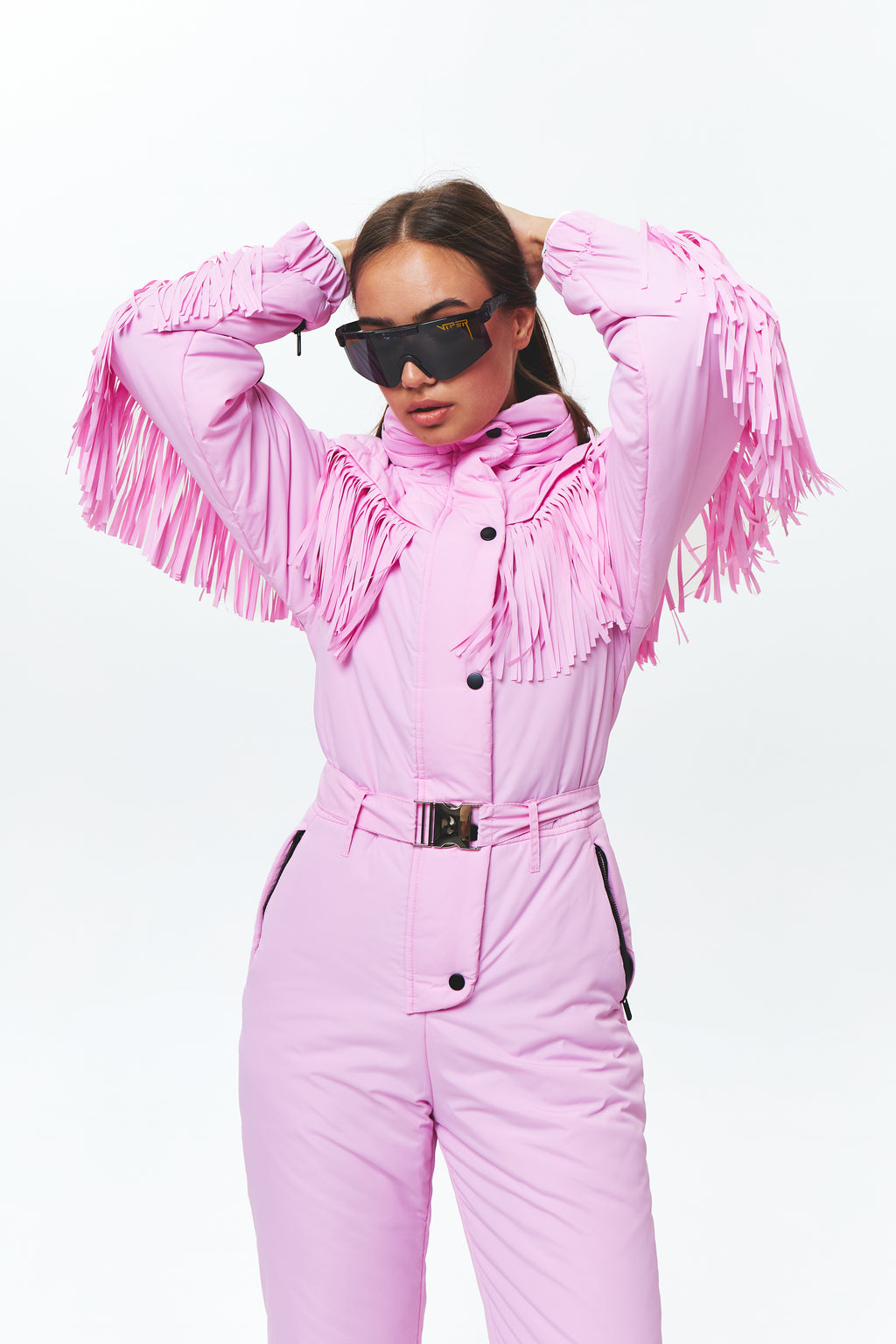 Зимовий комбінезон з бахромою - Говерла Пудровий