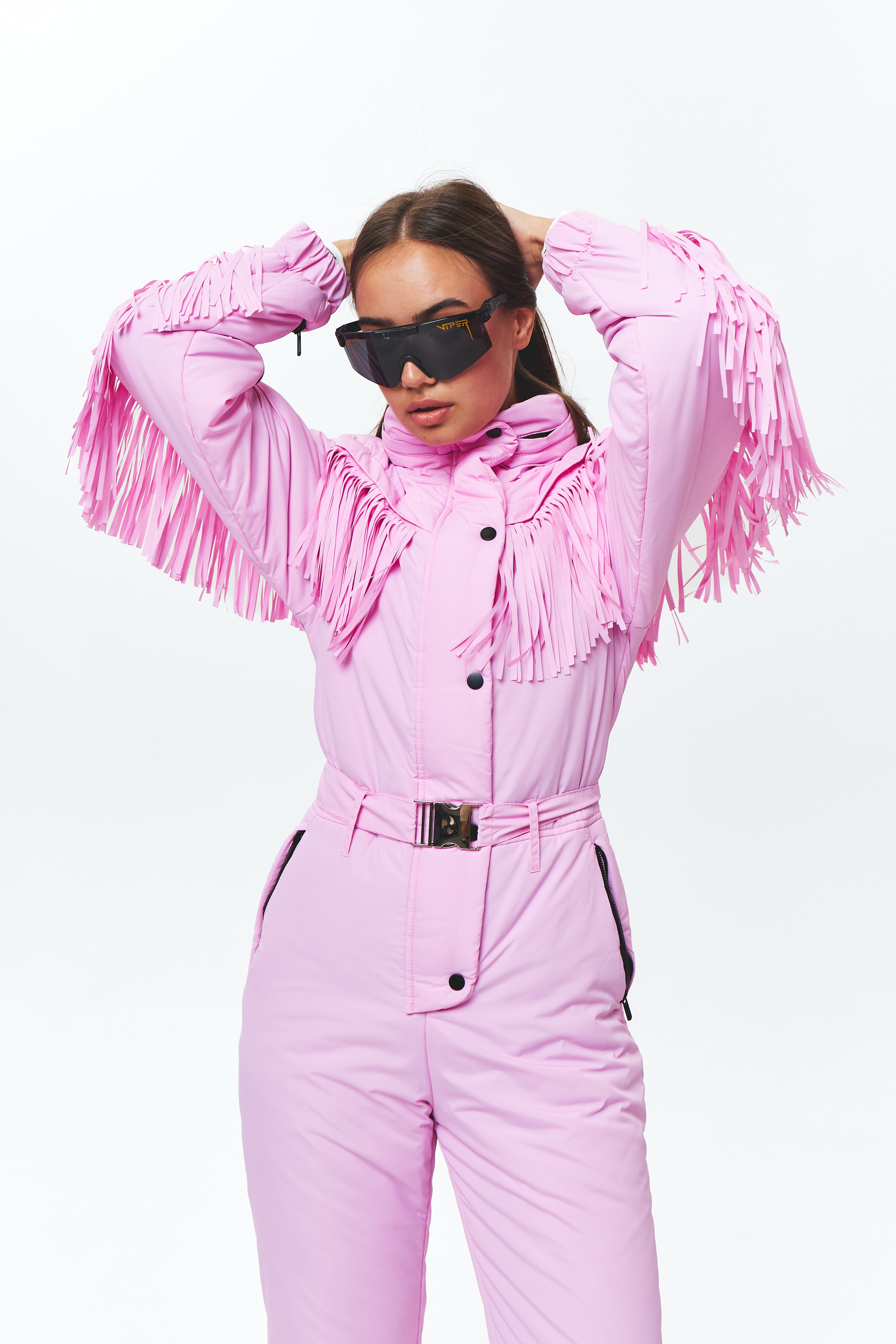 Зимовий комбінезон з бахромою - Говерла Пудровий