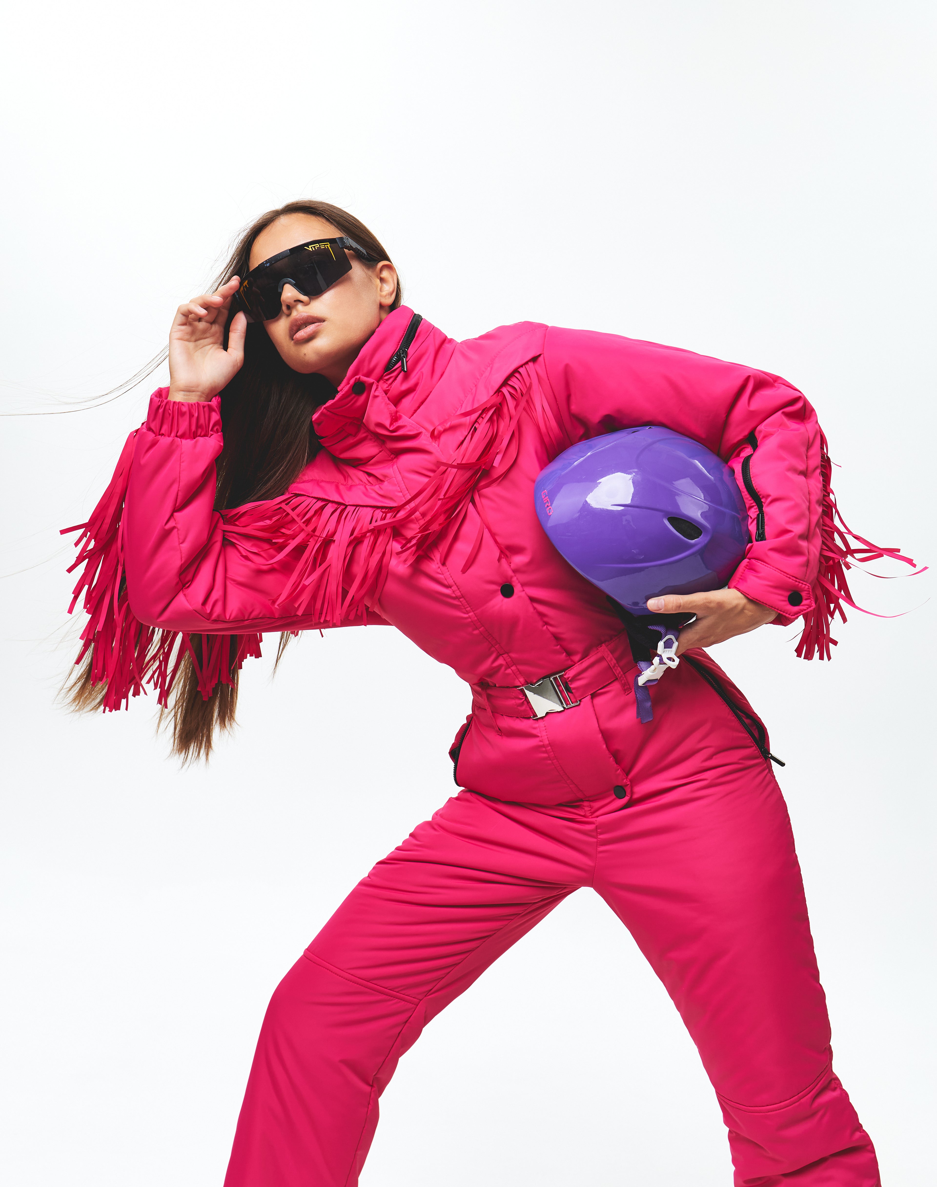 Зимовий комбінезон з бахромою - Говерла Малиновий
