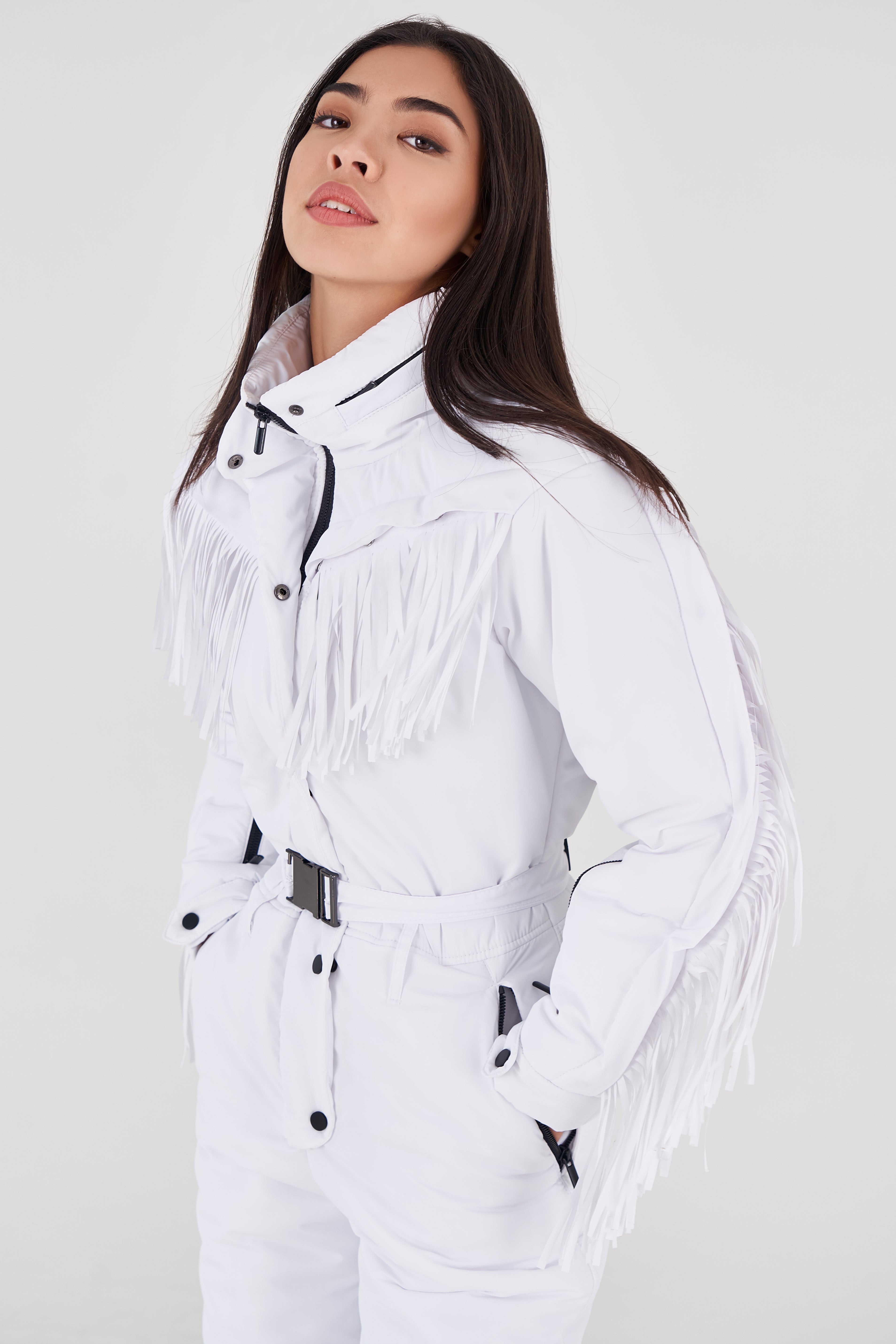 Зимовий комбінезон з бахромою - Говерла Білий