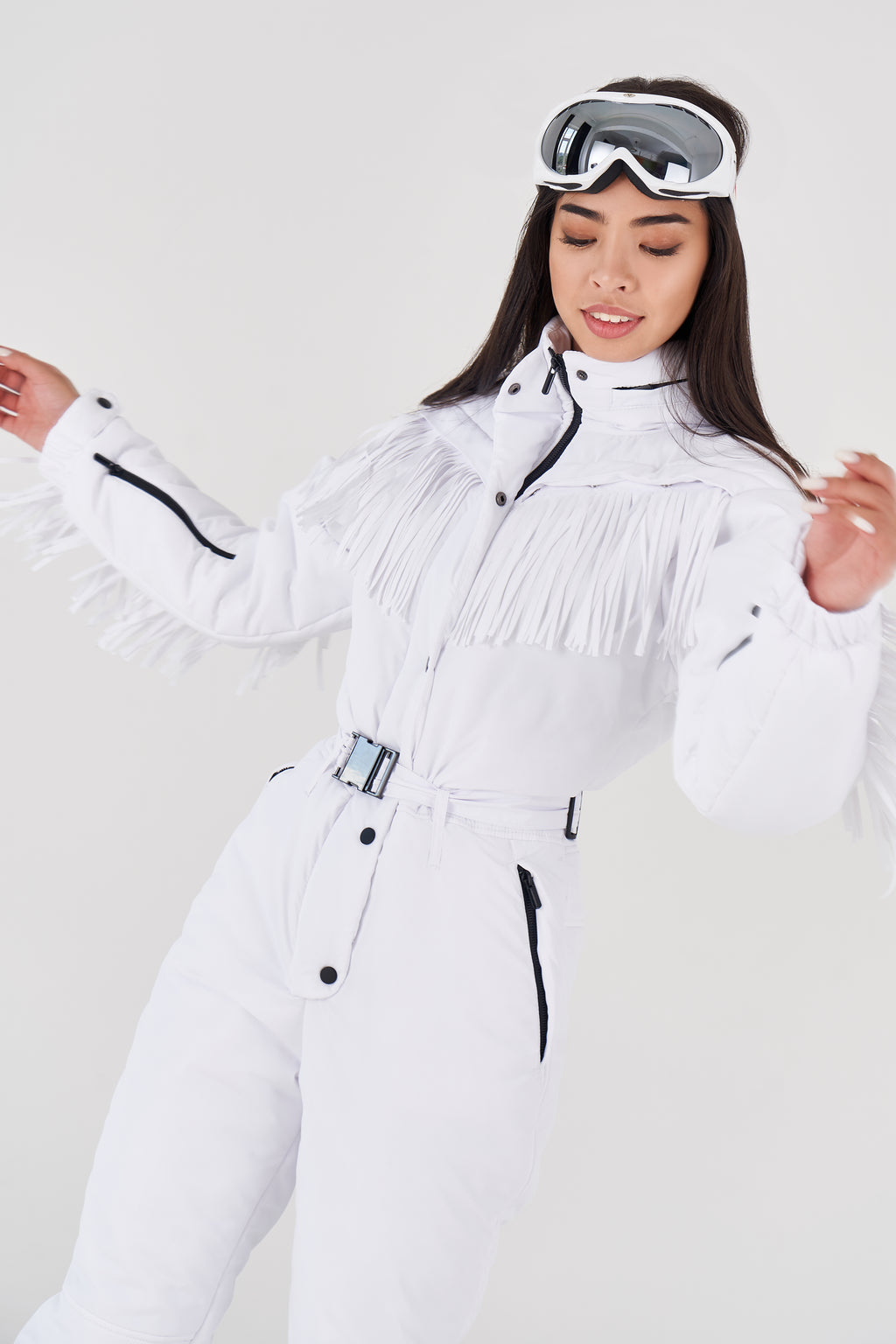 Зимовий комбінезон з бахромою - Говерла Білий